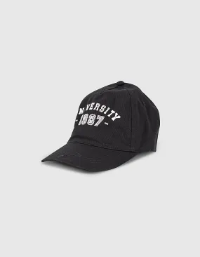 Casquette noire avec print et broderie fille