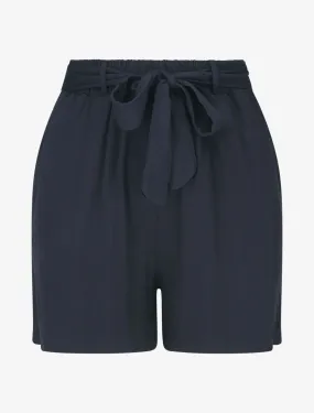 Short fluide uni et ceinturé - Marine